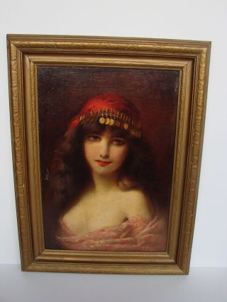 T.  O.  Femar Portrait Of A Lady Signed Frame Italian Oil On Canvas/board