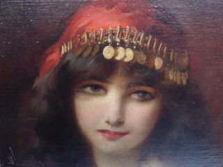 T.  O.  Femar Portrait of a Lady Signed Frame Italian Oil on Canvas/Board 2