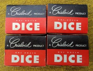 Vintage Crisloid 4 Boxes Nos 3 Red & 1 White Dice 12 X 4 = 48 Old Stock