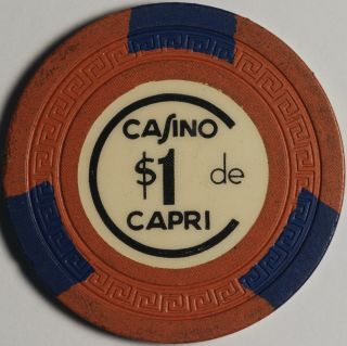 Casino De Capri $1.  00.  Chip Token Red Blue Havana Cuba 10.  5 Grams Rare @@ 38mm