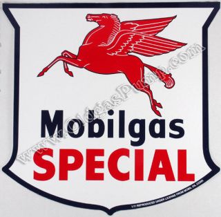 Mobilgas Special Gasoline Sheild 12 " Vinyl Mobil Gas & Oil Pump Decal Dc - 130