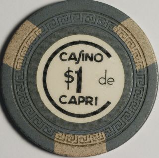 Casino De Capri $1.  00.  Chip Token Grey Silver Havana Cuba 10.  5 Grams Rare 38mm