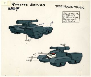 He - Man/she - Ra Masters Of The Universe Animation Art Destructo Tank Model Sheet