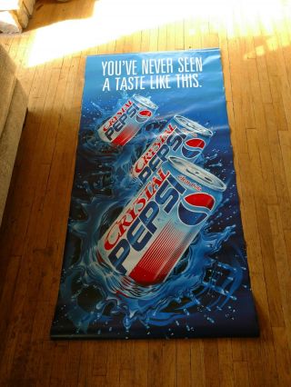 Rare Crystal Pepsi Double - Sided Advertising Vinyl Banner Sign Large