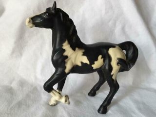 Vintage Ceramic Norcrest Black & White Paint Pinto Horse Figurine