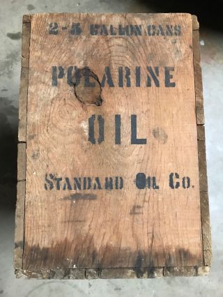Antique Polarine Standard Oil Company Wooden Crate 2 - 5 Gallon Size