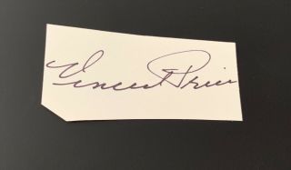 Vincent Price Horror Film Actor Vintage Signed Autograph Cut House Of Wax