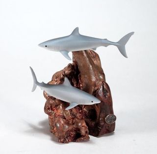 Mako Shark Duo Sculpture Direct From John Perry 7in Tall Airbrushed Statue