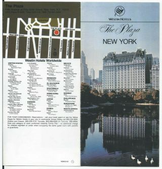 Plaza Westin Hotel York City - Vintage Travel Brochure