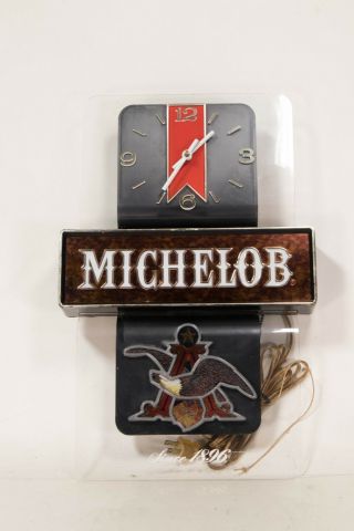 Vintage Michelob Beer Lighted Advertising Bar Pub Sign And Clock