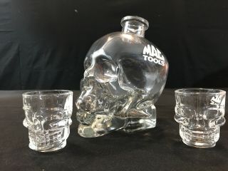 Set Of 2 Mac Tools Skeleton Skull Shot Glasses Plus Skull Bottle Halloween