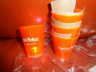 Captain Morgan Light Up Shot Glasses Orange Plastic (4) - Cool