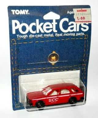 Vintage,  Tomy Pocket Cars - No.  34 Tomica Nissan Blue Bird Wagon On Card