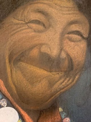 1950s Goray Douglas Pastel Portrait Tibetan Woman Frame Signed 3