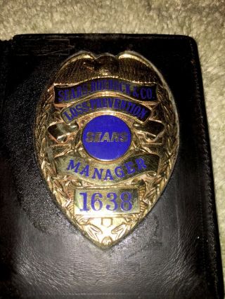 Rare Sears And Roebuck & Co.  Loss Prevention Manager Badge Calf Leather