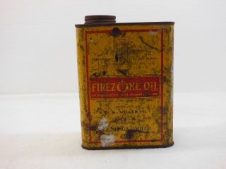 Tin Oil Firezone H.  C.  Sleigh Limited One Imperial Quart Vintage Antique Golden