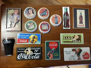 Coca Cola Bottle Cap Magnets Vintage Set Of 7 13