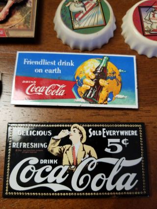 Coca Cola bottle cap Magnets Vintage set of 7 13 3
