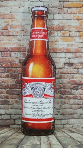 Budweiser Bottle c.  1918 Large Premium Metal Sign for Man Cave Bar or Garage 3