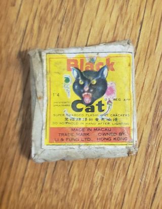 Vintage Black Cat Firecracker Label 1 " Double Sided