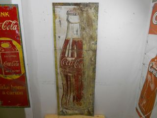 Rare Coca Cola Coke Large 58 " X 20 " Soda Pop Bottle Tin Sign