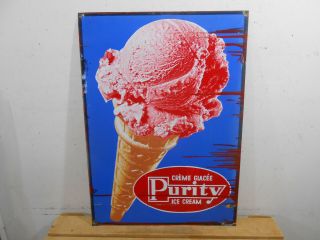 Vintage Purity Ice Cream 28 " X 20 " Milk Dairy Farm Tin Sign Graphics