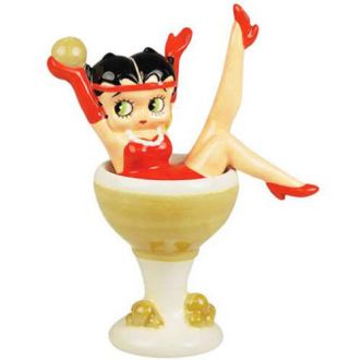 Betty Boop Salt & Pepper Shakers Set Champagne Glass Figurine Cocktail Wine