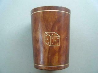 Vintage Leather Dice Cup Mid - Century Italian Brown Italy