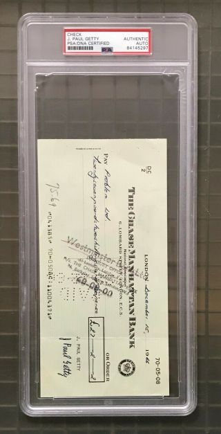 J.  Paul Getty Signed 1966 Check Autographed Psa/dna Autographed Auto Oil Tycoon