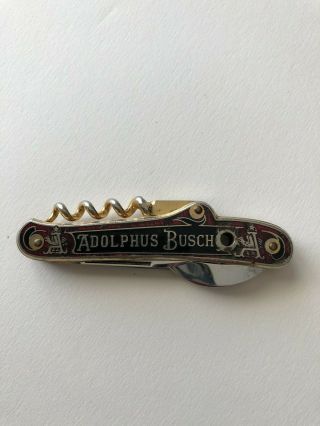 Adolphus Busch Folding Pocket Knife With Corkscrew