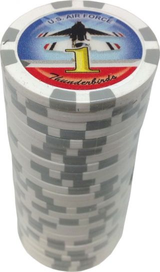 Poker Chips (25) " 1 " Thunderbird U.  S.  Air Force 11.  5 G Clay Composite
