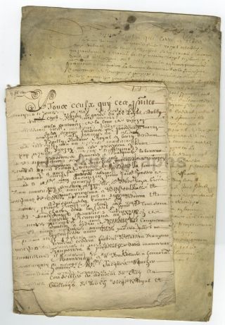 1650 French Antique Manuscript Document - 17th Century - France - 9 Pages