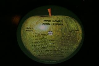 John Lennon Mind Games LP 1973 cover in shrink apple sw 3414 Vg,  /Vg, 5