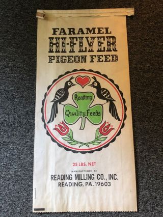Antique - Rare Faramel Paper Pigeon Feed Bag - Reading,  Pa.  - Dutch Hex Sign - 1900 