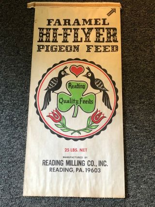 Antique - Rare Faramel Paper Pigeon Feed Bag - Reading,  Pa.  - Dutch Hex Sign - 1900 ' s 5