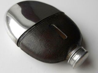 Antique Vintage Silver Plated & Leather Spirit Hip Flask James Dixon & Son