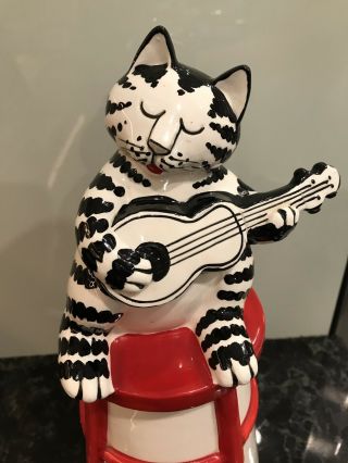 Vintage Kliban Sigma Taste Setter Cat Playing Guitar Trinket Box Cookie Jar 10 "