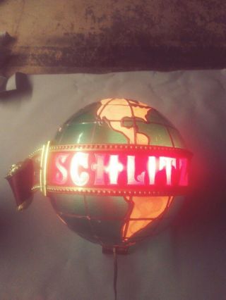 1976 Schlitz Beer Globe With Lighted Water Motion - - Wall Mount