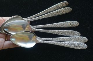 6 Tea Spoons Silverplate Narcissus By National Silver Co Back Decorated