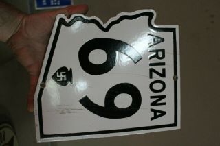 Arizona 69 Highway Porcelain Metal Sign Route Road Travel Gas Oil Car Truck 66