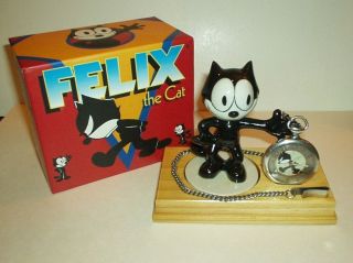 Limited Edition Fossil Felix The Cat Pocket Watch W/ceramic Figurine Nrfb