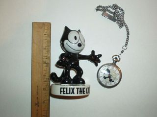 Limited Edition Fossil Felix the Cat Pocket Watch w/Ceramic Figurine NRFB 4