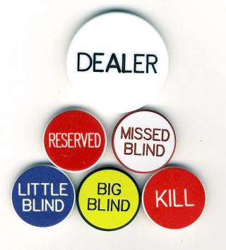 Blowout Casino Grade Items Dealer Button & 5 Lammers Poker Set Blinds