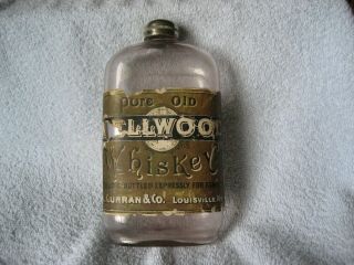 Vintage Whiskey Bottle Flask,  Mellwood,  Louisville,  Curran & Co.