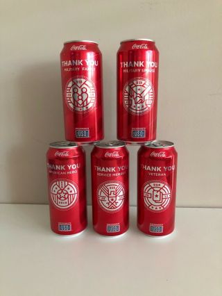 2019 Full 16 Oz Thank You Veteran Coca - Cola Proud Cans Set Of 5 Limited Edition