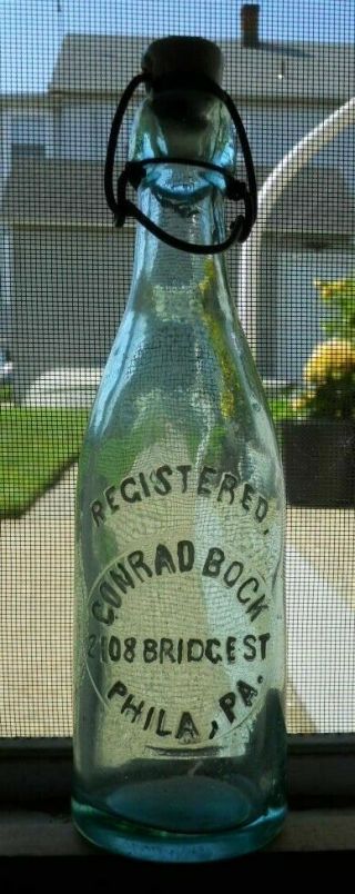 Conrad Bock Bridge Street Frankford Philadelphia Blob Top Short Soda Beer Bottle