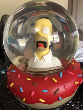 Rare Vtg 90’s The Simpsons Water Globe Floating Donuts Coffee Matt Groening