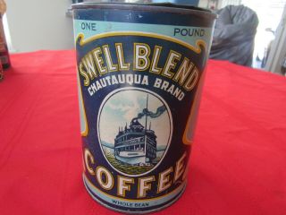 Antique Rare Swell Blend Coffee 1 Lb Can W/ Lid - Jamestown,  Ny - Cruise Ship