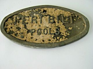 Vintage Cast Metal 5 3/4 " X 3 1/8 " Swimming Pool Wall Builders Sign Plaque
