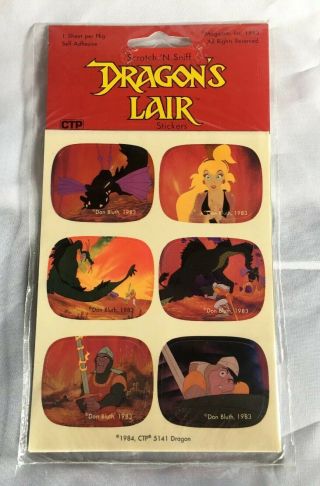 Package Dragons Lair 1984 Scratch N Sniff Stickers Don Bluth 5141 Dragon